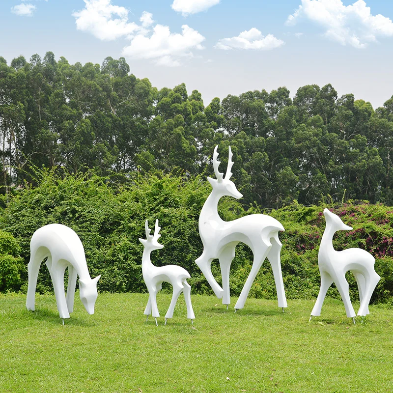 

1Glass fiber reinforced plastic sika deer sculpture sales department elk ornaments decoration outdoor garden wedding lucky white