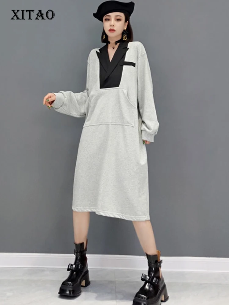 XITAO Contrast Color Casual Dress Fashion Loose Simplicity Notched Collar Autumn New Simplicity Temperament Women WMD2643
XITAO Contrast Color Casual Dress Fashion Loose Simplicity Notched Collar Autumn New Simplicity Temperament Women WMD2643