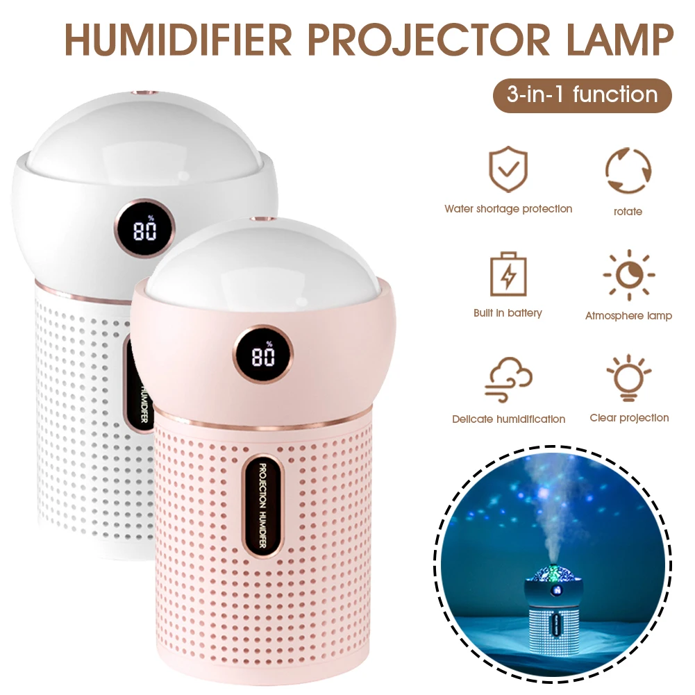 Mini Humidifier 3 In 1 Air Humidifier W/ Projector LED Night Lamp Rechargeable Aroma Essential Oil Diffuser Fogger For Home Car
Mini Humidifier 3 In 1 Air Humidifier W/ Projector LED Night Lamp Rechargeable Aroma Essential Oil Diffuser Fogger For Home Car