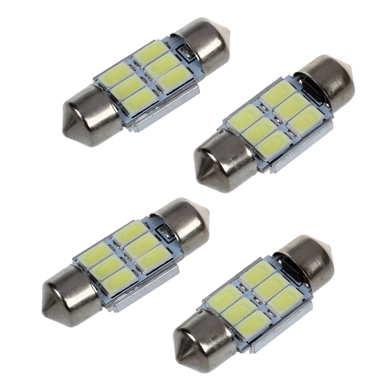 

Hot 4Pcs 31 Mm 6 5630 SMD LED Festoon Indoor Lighting 3W 195LM 6500K