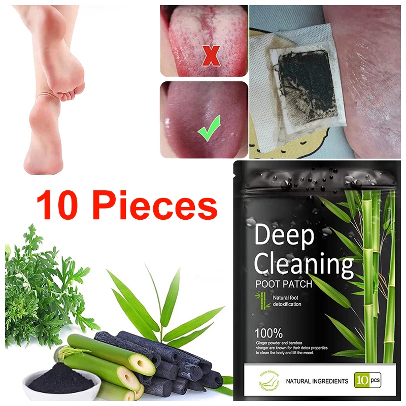 

10Pcs Detox Foot Patch Wormwood Detoxification Feet Pad Natural Herbal Stress Relief Help Sleep Body Toxin Deep Cleaning Sticker