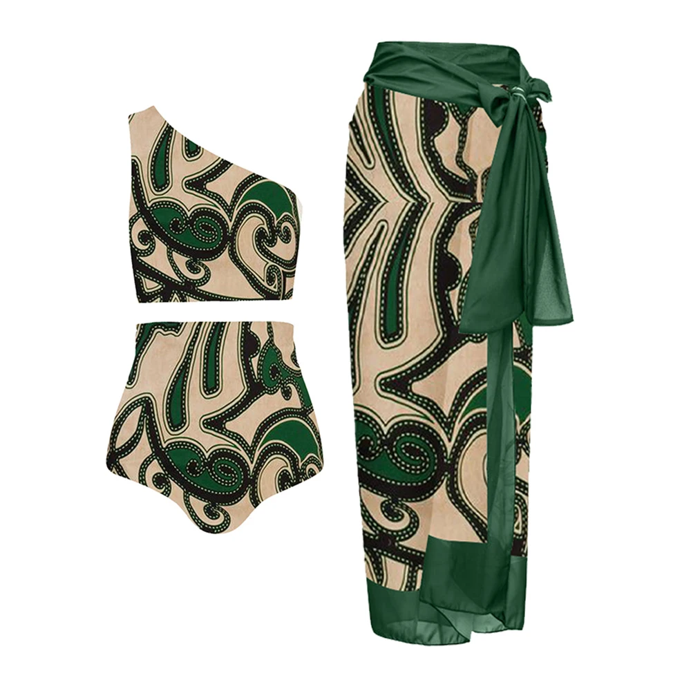 Fashion Printed One Shoulder Swimsuit High Waist Two Pieces Women's Swimwear 2023 Summer Beach Beachwear Maillot De Bain Tankini 
Fashion Printed One Shoulder Swimsuit High Waist Two Pieces Women's Swimwear 2023 Summer Beach Beachwear Maillot De Bain Tankini