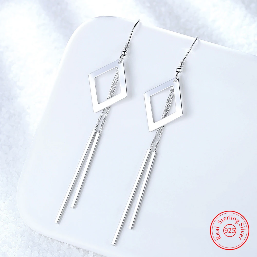 Solid 925 Sterling Silver Women's High-quality Jewelry Fashion Long Square Chain New Drop Earrings XY0039
Solid 925 Sterling Silver Women's High-quality Jewelry Fashion Long Square Chain New Drop Earrings XY0039