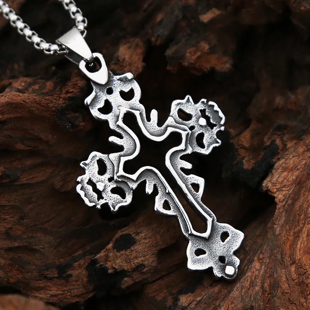 Openwork Punk Gothic Cross Necklace Men Vintage Stainless Steel Skull Biker Pendant Unique Simple Amulet Jewelry Gift Wholesale
Openwork Punk Gothic Cross Necklace Men Vintage Stainless Steel Skull Biker Pendant Unique Simple Amulet Jewelry Gift Wholesale