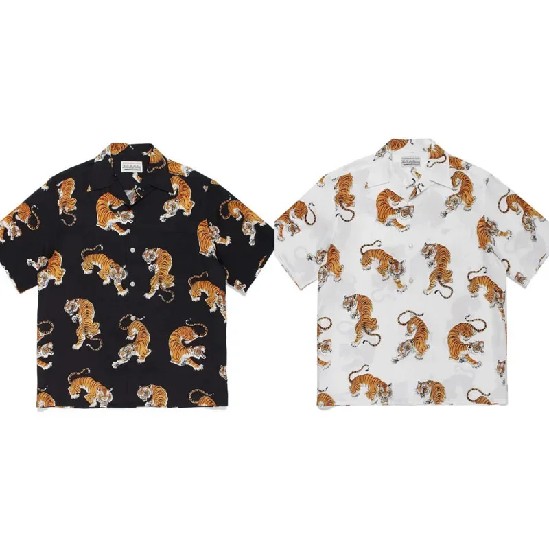WACKO MARIA Black Hawaiian Shirts Oversized Tiger Print Men Women 1:1 Short Sleeve Shirts
WACKO MARIA Black Hawaiian Shirts Oversized Tiger Print Men Women 1:1 Short Sleeve Shirts