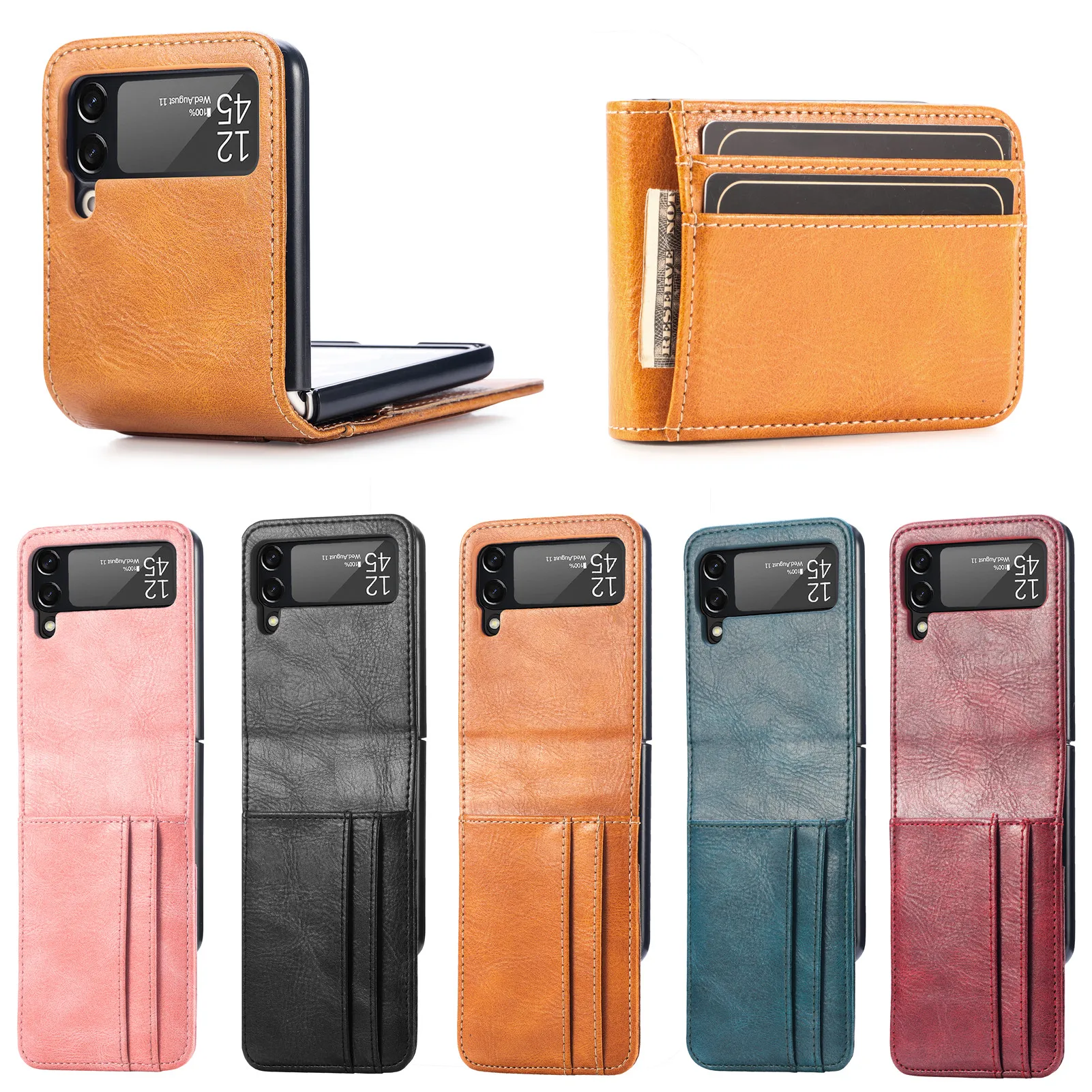 Card Pocket Leather Wallet Bag Case for Samsung Galaxy Z Flip 3 5G Flip4 Flip 4 Flip3 Business Folding Mobile Phone Cover Funda 
Card Pocket Leather Wallet Bag Case for Samsung Galaxy Z Flip 3 5G Flip4 Flip 4 Flip3 Business Folding Mobile Phone Cover Funda