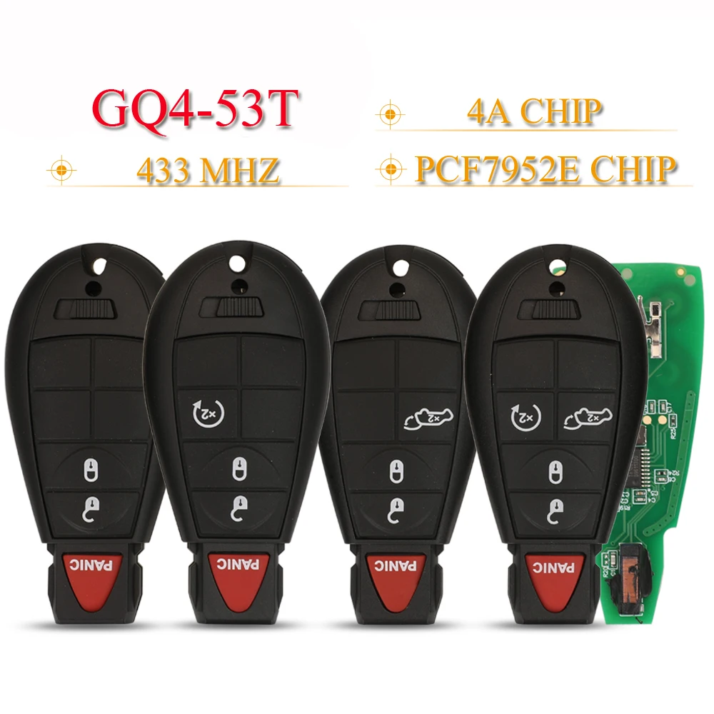 jingyuqin 3/4/5 Buttons Smart Remote Key Fob 433Mhz GQ4-53T 4A PCF7952E Chip For Jeep Dodge RAM
jingyuqin 3/4/5 Buttons Smart Remote Key Fob 433Mhz GQ4-53T 4A PCF7952E Chip For Jeep Dodge RAM