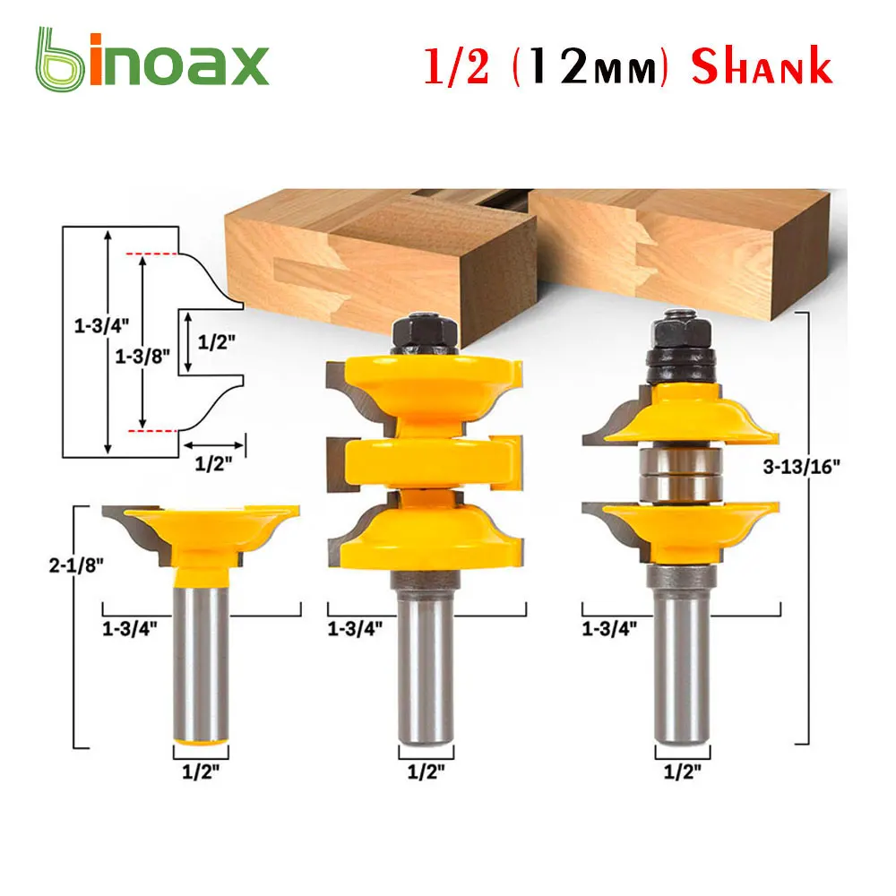 Binoax 3 Pcs Entry and Interior Door Ogee Matched R&S Router Bit-12MM (1/2 inch) Shank
Binoax 3 Pcs Entry and Interior Door Ogee Matched R&S Router Bit-12MM (1/2 inch) Shank