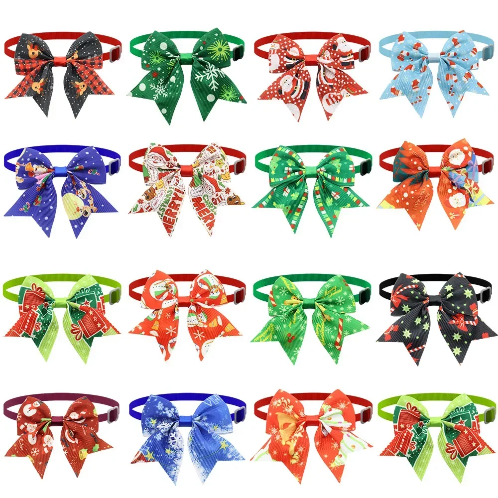 

Bow Adjustable Dog Xmas Snowman Tree 50/100pcs Pets Accessories Ties Bowties Decoration Christmas Bows Grooming Dog Cat Holiday