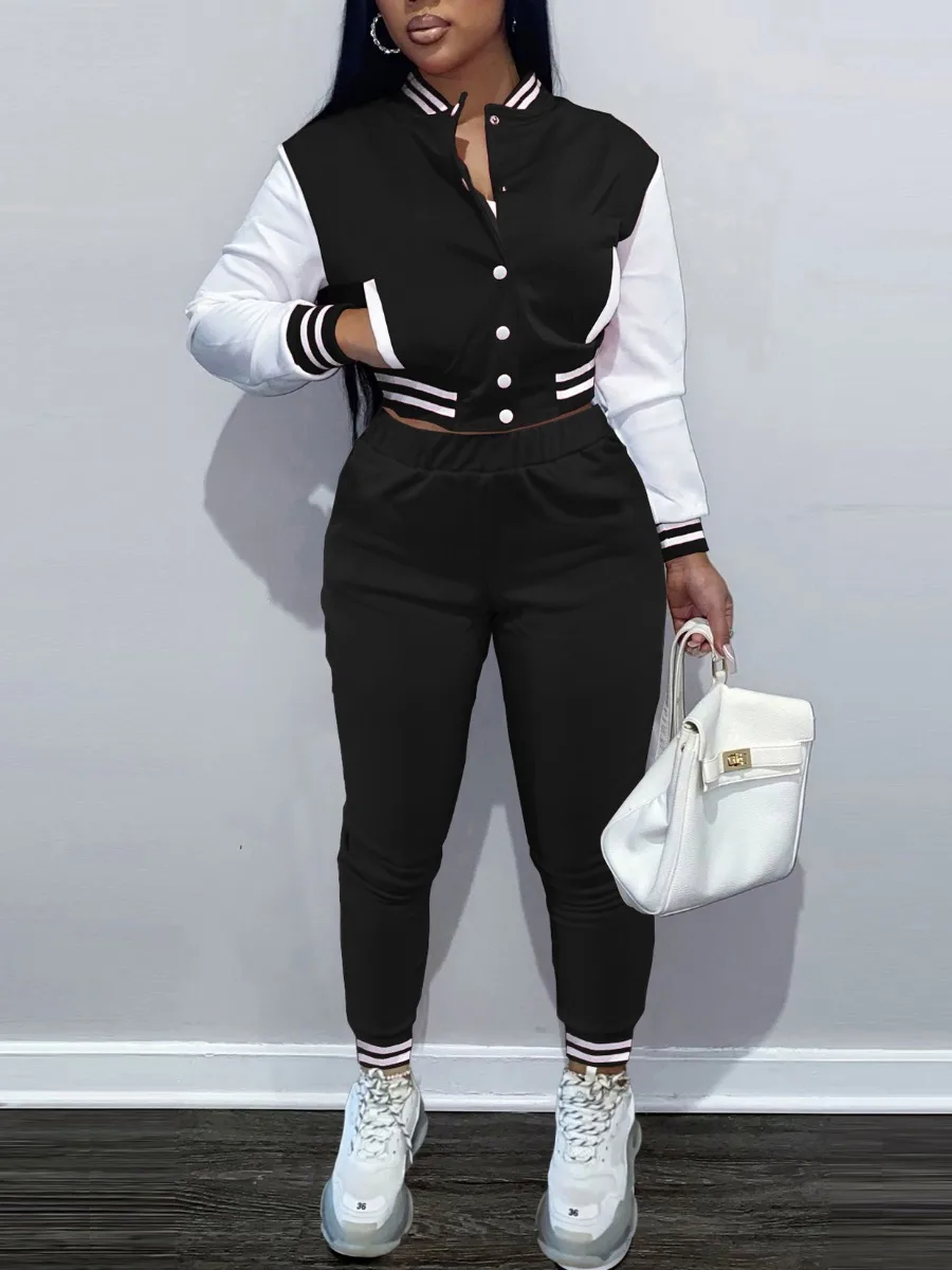 LW Striped Pocket Design Tracksuit Set Baseball Women's Tracksuit Single Breasted Jacket Sweatpants Matching Sweatsuit set
LW Striped Pocket Design Tracksuit Set Baseball Women's Tracksuit Single Breasted Jacket Sweatpants Matching Sweatsuit set