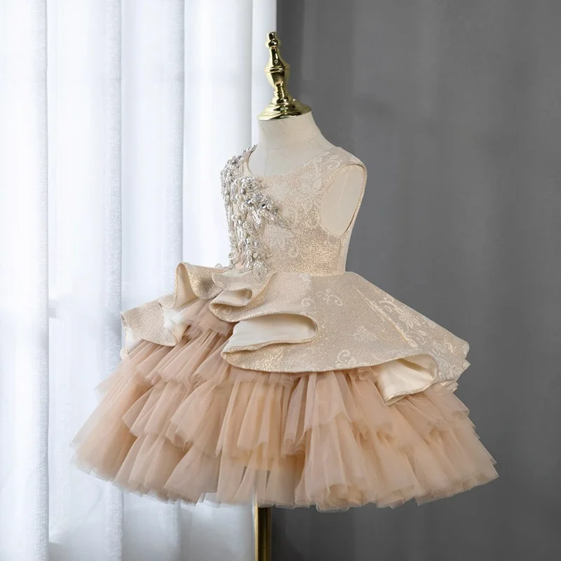 Sequined Pearls Appliques Design Flower Girl Dresses Pleat Tiered Ball Gown Kid Birthday Party Vestidos Sleeveless O-neck Robe
Sequined Pearls Appliques Design Flower Girl Dresses Pleat Tiered Ball Gown Kid Birthday Party Vestidos Sleeveless O-neck Robe
