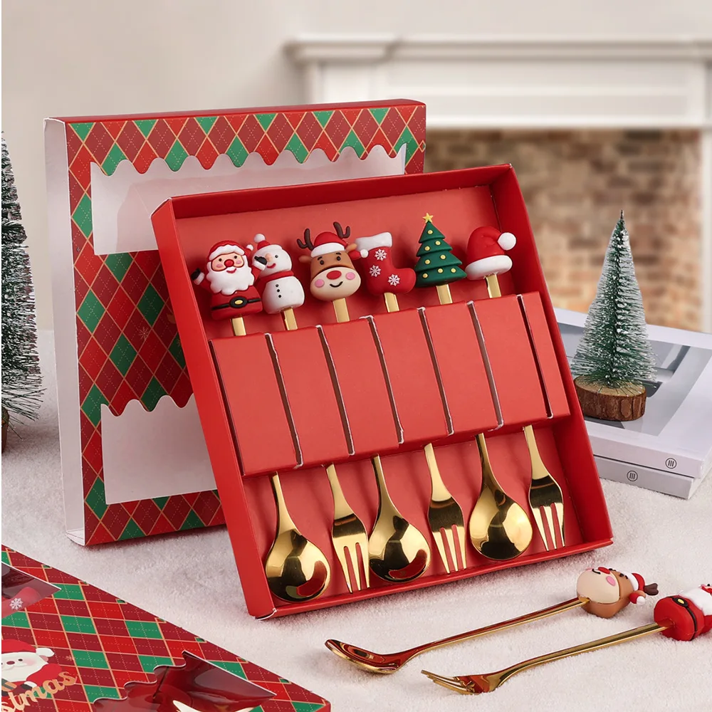 New Hot Sale Christmas Spoon Fork Suit Cartoon Doll Stainless Steel Spoon Fruit Fork Christmas Creative Gift Tableware Suit
New Hot Sale Christmas Spoon Fork Suit Cartoon Doll Stainless Steel Spoon Fruit Fork Christmas Creative Gift Tableware Suit