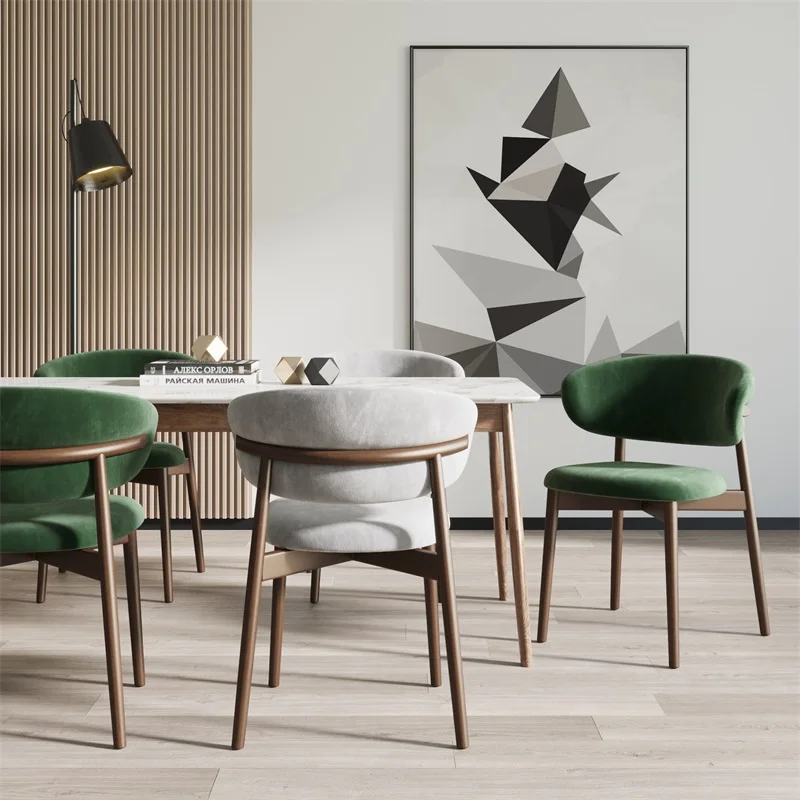 

Дизайнерский деревянный обеденный стул в скандинавском стиле, эргономичный бархатный стул для гостиной, обеденный стул, комод, офисная мебель для дома