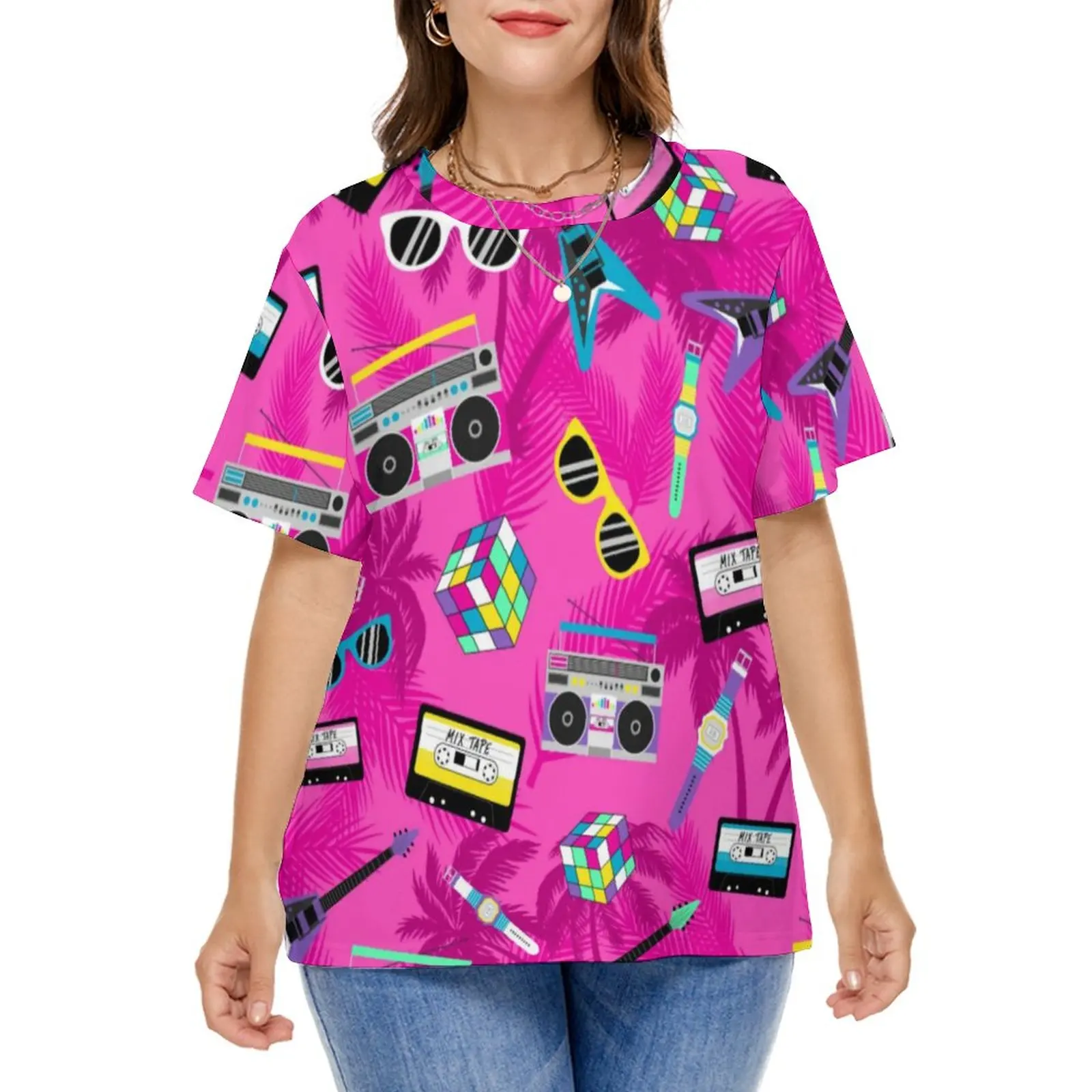 Pop Art Print T-Shirt Neon Pink Trendy 80s Harajuku T Shirts Short-Sleeve Casual Tees Woman Summer Graphic Tops Plus Size 6XL
Pop Art Print T-Shirt Neon Pink Trendy 80s Harajuku T Shirts Short-Sleeve Casual Tees Woman Summer Graphic Tops Plus Size 6XL