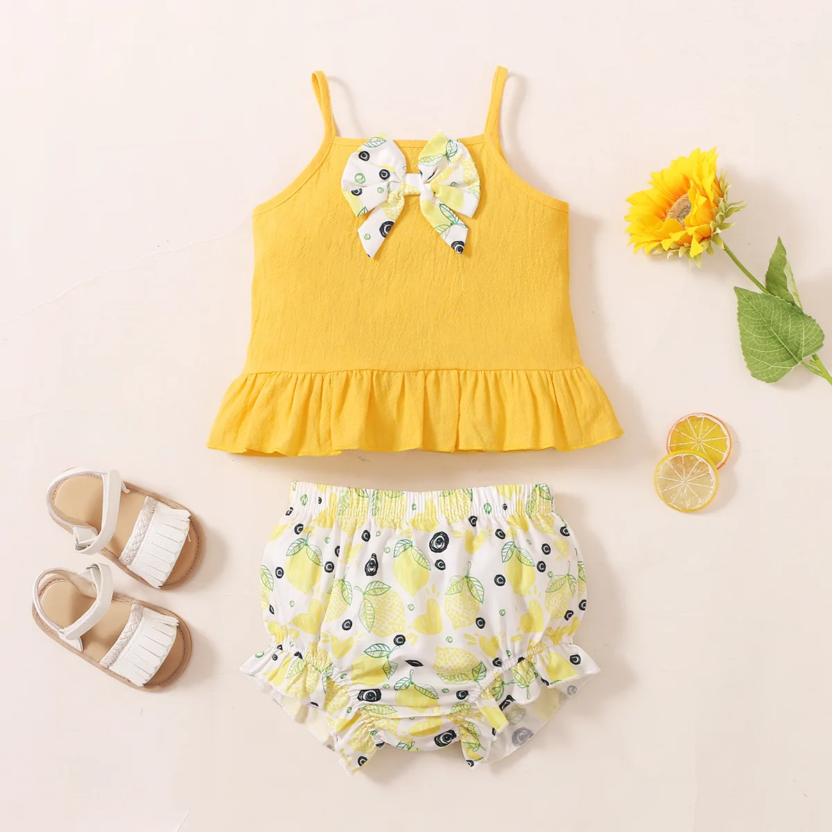 Infant Clothing Sets Baby Girl Clothes Toddler Solid Suspender Top + Lemon Print Shorts 2pcs Set Children Summer Casual Outfits
Infant Clothing Sets Baby Girl Clothes Toddler Solid Suspender Top + Lemon Print Shorts 2pcs Set Children Summer Casual Outfits