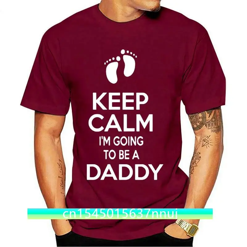

New Keep Calm I am going to be a Daddy 2021 Dad Fathers Baby footprints Gifts T shirt Male Hip Hop funny Tee Shirts cheap wholes