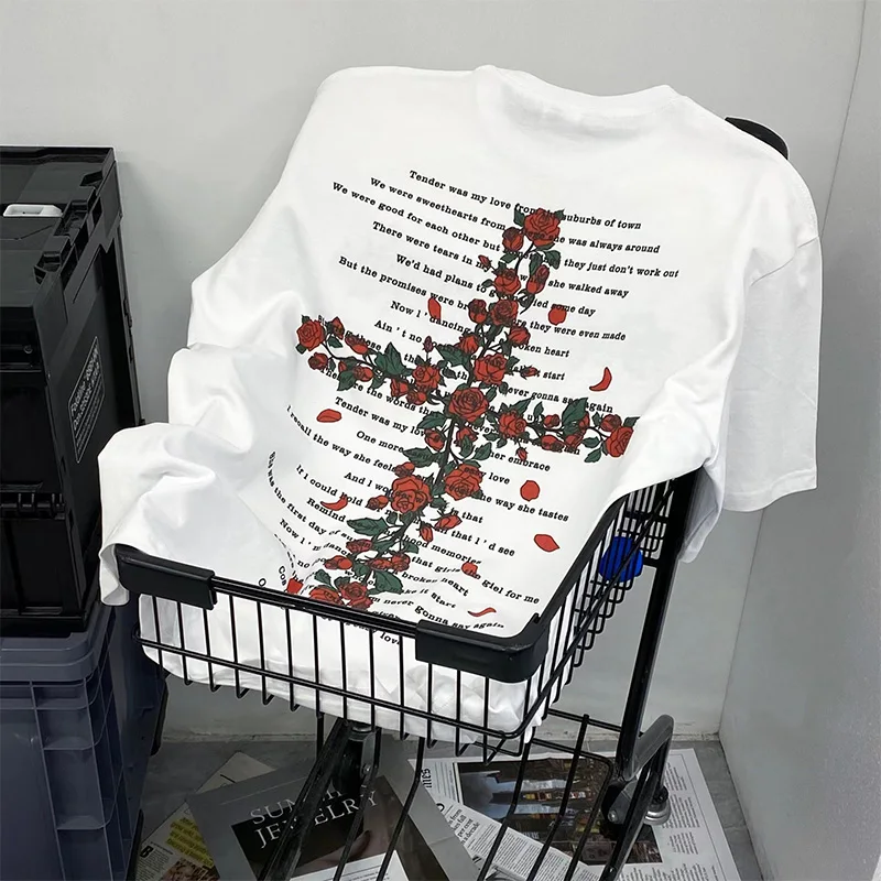 Summer Women's Cotton T-Shirt Letter Print Short Sleeve Fashion High Street Clothing Rose Cross Graph Version Loose Vintage Top
Summer Women's Cotton T-Shirt Letter Print Short Sleeve Fashion High Street Clothing Rose Cross Graph Version Loose Vintage Top