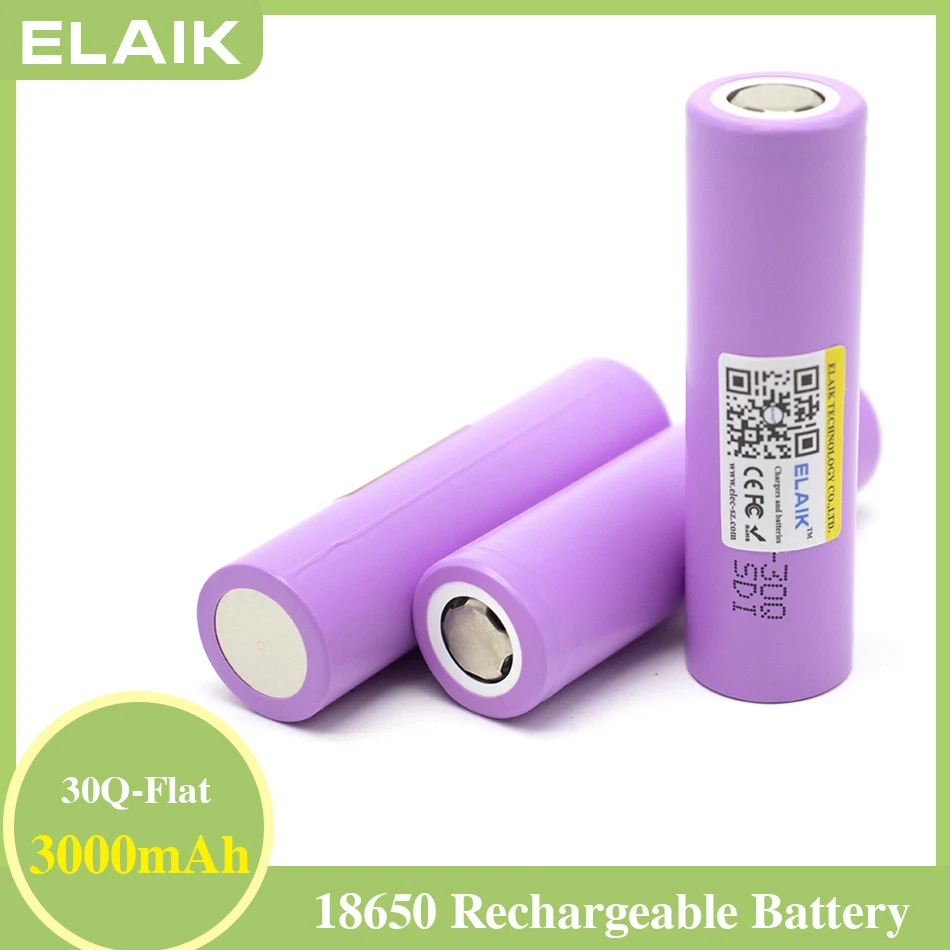 ELAIK 20PCS 100% original brand new 18650battery 3.7V 3000mAh INR18650 30Q lithium-ion rechargeable battery factory direct sales
ELAIK 20PCS 100% original brand new 18650battery 3.7V 3000mAh INR18650 30Q lithium-ion rechargeable battery factory direct sales