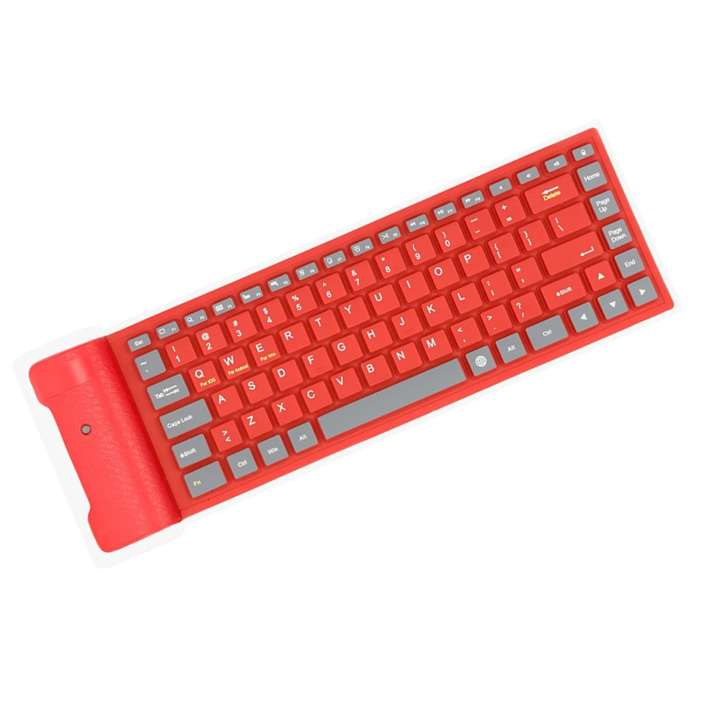 

Bluetooth-compatible Keyboard Portable Roll Up Keyboards Keypads Soft Silicone Flexible Keypad Computer Accessories for PC Red