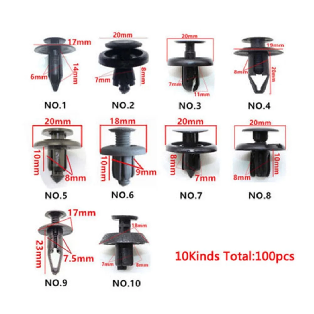 For car Bumper Fender Car Clips 100pcs/Set Plastic Fastener Screw Brand New Hot High Quality Durable Practical
For car Bumper Fender Car Clips 100pcs/Set Plastic Fastener Screw Brand New Hot High Quality Durable Practical
