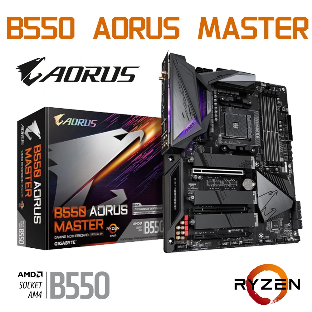 

GIGABYTE B550 AORUS MASTER DDR4 USB 128GB Socket AM4 Motherboard AMD B550 PCI-E 4.0 M.2 SATA Support Dual Channel ATX Mainboard