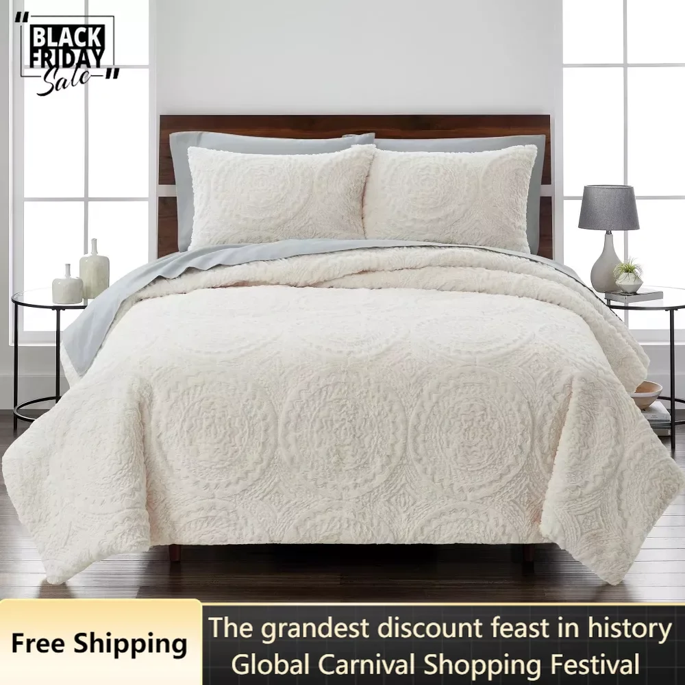 Thick Quilt for Winter Comforter 3-piece Ivory Embroidered Faux Fur Comforter Set Goose Down Duvet Futon Cotton Duvets Warm Home
Thick Quilt for Winter Comforter 3-piece Ivory Embroidered Faux Fur Comforter Set Goose Down Duvet Futon Cotton Duvets Warm Home