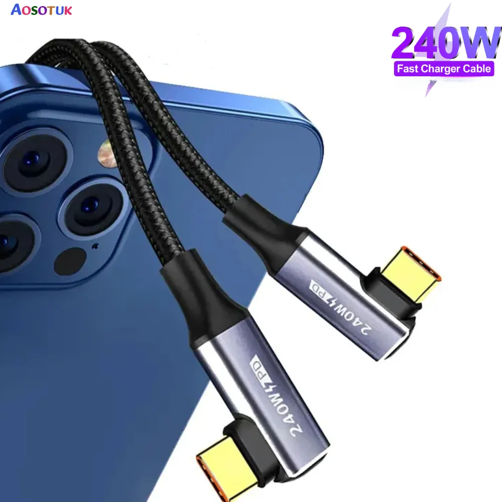 Высокомощный кабель для быстрой зарядки 240 Вт 5 А Тип C 100 PD 3 0 USB шнур и передачи