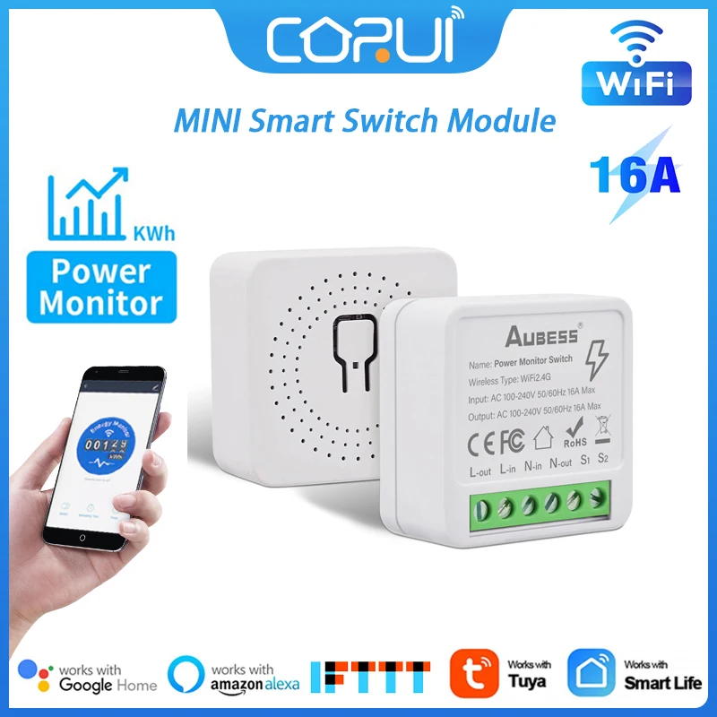 CoRui Tuya WiFi MINI Smart Switch Module With Energy Monitor 16A Support 2-way Control Timer Switch With Google Home Yandex
CoRui Tuya WiFi MINI Smart Switch Module With Energy Monitor 16A Support 2-way Control Timer Switch With Google Home Yandex