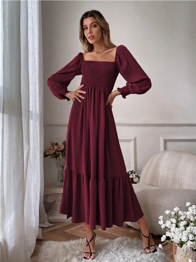 Spring Summer New Ruffles Long Dress Woman Black Square Neck Full Sleeve Party Dresses Fashion Women Clothing Vestidos De Mujer
Spring Summer New Ruffles Long Dress Woman Black Square Neck Full Sleeve Party Dresses Fashion Women Clothing Vestidos De Mujer