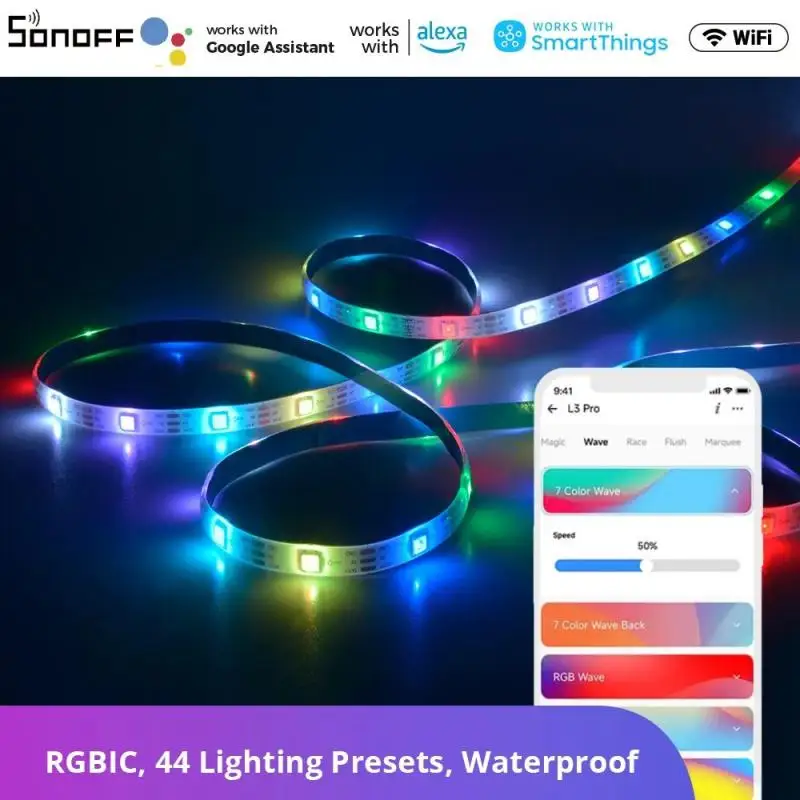 SONOFF L3 Pro 5M RGBIC Wifi Smart LED Strip Lights 16.4Ft Wireless Remote Voice Local Control Type C DC5V Adapter For Smart Home
SONOFF L3 Pro 5M RGBIC Wifi Smart LED Strip Lights 16.4Ft Wireless Remote Voice Local Control Type C DC5V Adapter For Smart Home