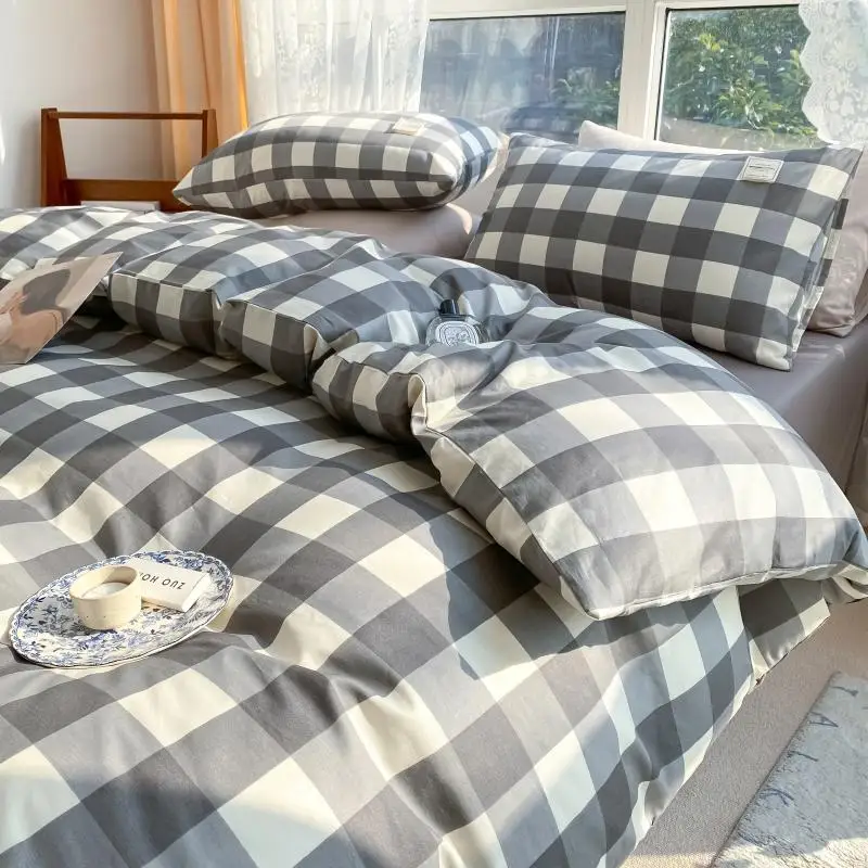 

Bonenjoy 1pc 100%Cotton Duvet Cover Plaid Comforter Covers funda nordica cama 150 Single/Queen/King Quilt Cover(no pillowcase)