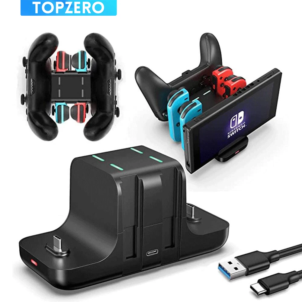 6 в 1 зарядная док-станция для Nintendo Switch джойстик Joy-con зарядное устройство DC5V/2A