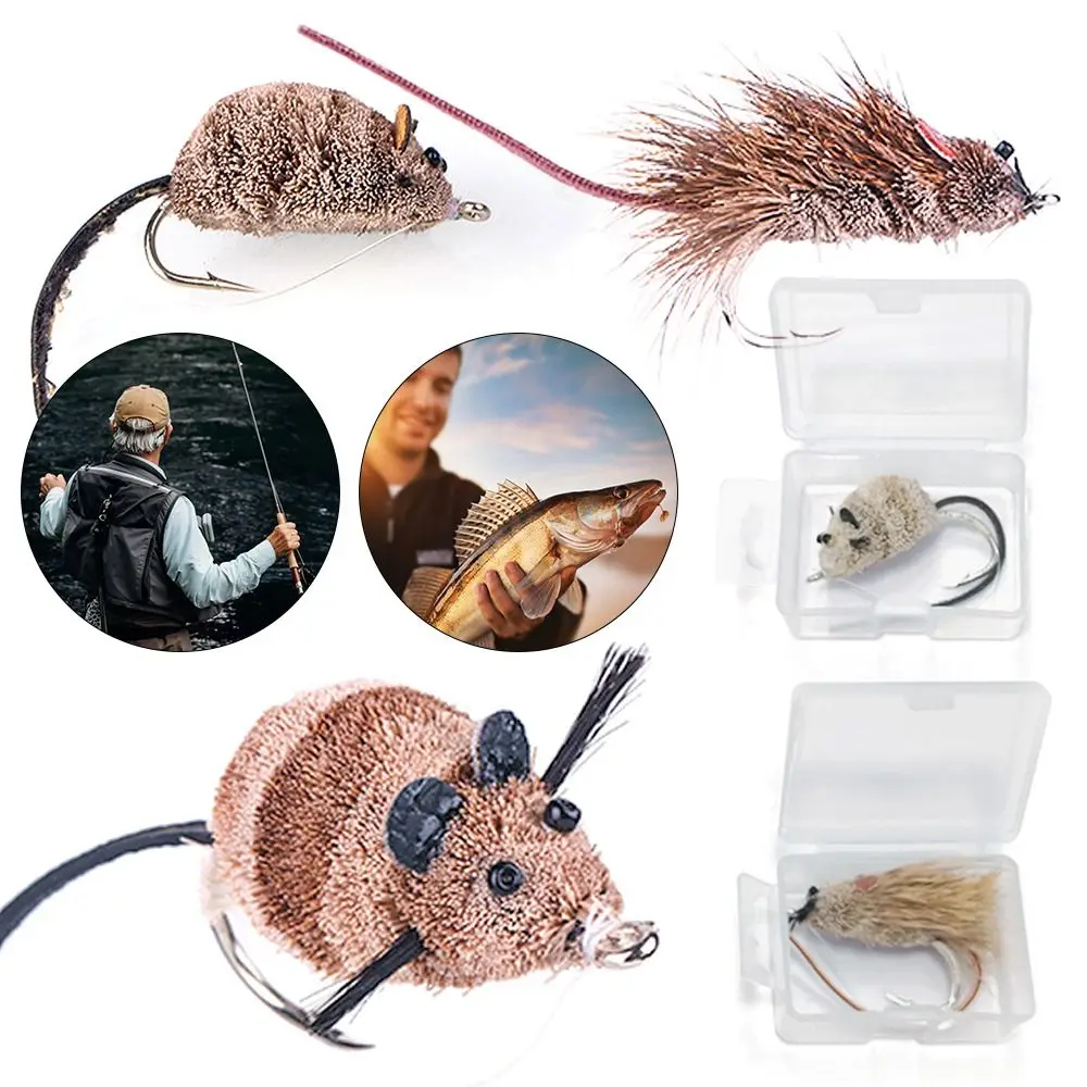 

1Pc/Box Artificial For Trout Bass Poppers Portable Bait Accessories Hair Mouse Lure Fly Float Rat Hook Fishing Lures