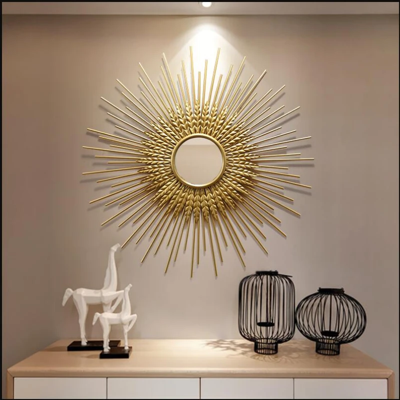 Modern Wrought Iron Decorative Mirror Wall Hangings Gold Sun Crafts Decoration Home Livingroom Sofa Background Wall Mural Decor
Modern Wrought Iron Decorative Mirror Wall Hangings Gold Sun Crafts Decoration Home Livingroom Sofa Background Wall Mural Decor
