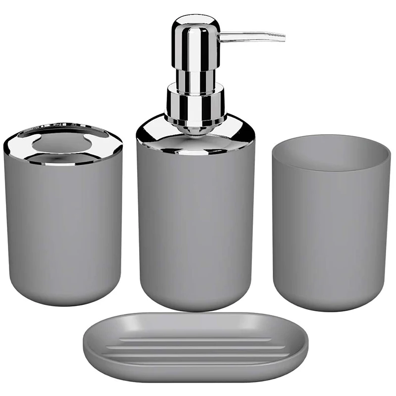 4 Pcs Plastic Bathroom Accessory Set Bath Toilet Brush Accessories Set with Toothbrush Holder Toothbrush Cup(Grey)
4 Pcs Plastic Bathroom Accessory Set Bath Toilet Brush Accessories Set with Toothbrush Holder Toothbrush Cup(Grey)