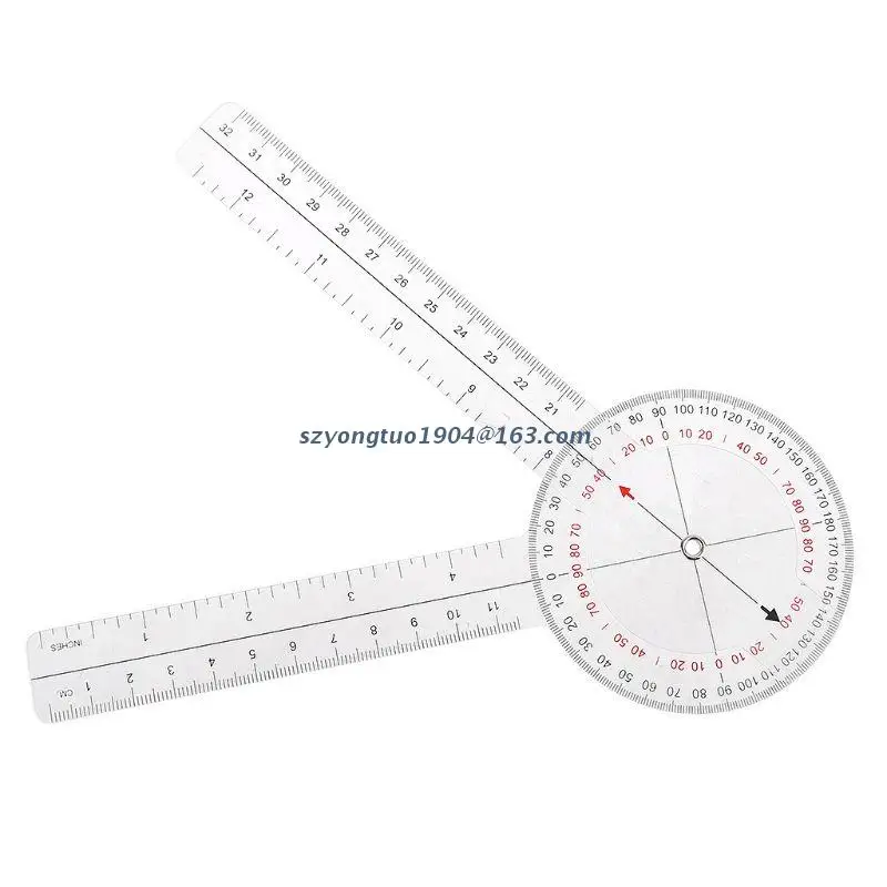 P82D 33cm/12inches Plastic Goniometer 360 Degree Fitting for Body Measuring Tape Goniometer Protractor Ruler Measuirng Tool
P82D 33cm/12inches Plastic Goniometer 360 Degree Fitting for Body Measuring Tape Goniometer Protractor Ruler Measuirng Tool