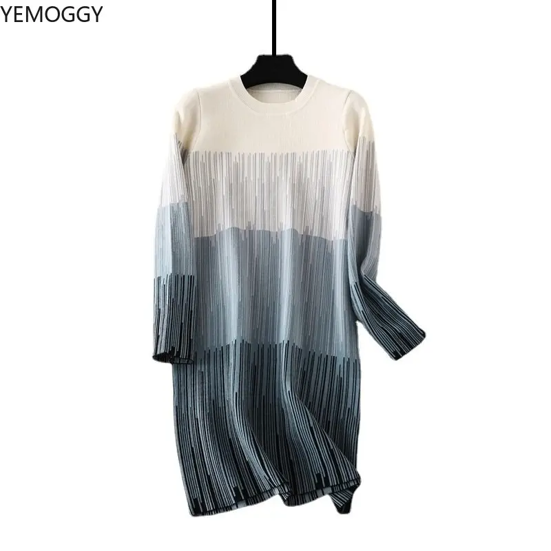 Women's gradient color striped basic Knitted dress for autumn inner Straight vintage sweater Dress women's clothing for female
Women's gradient color striped basic Knitted dress for autumn inner Straight vintage sweater Dress women's clothing for female