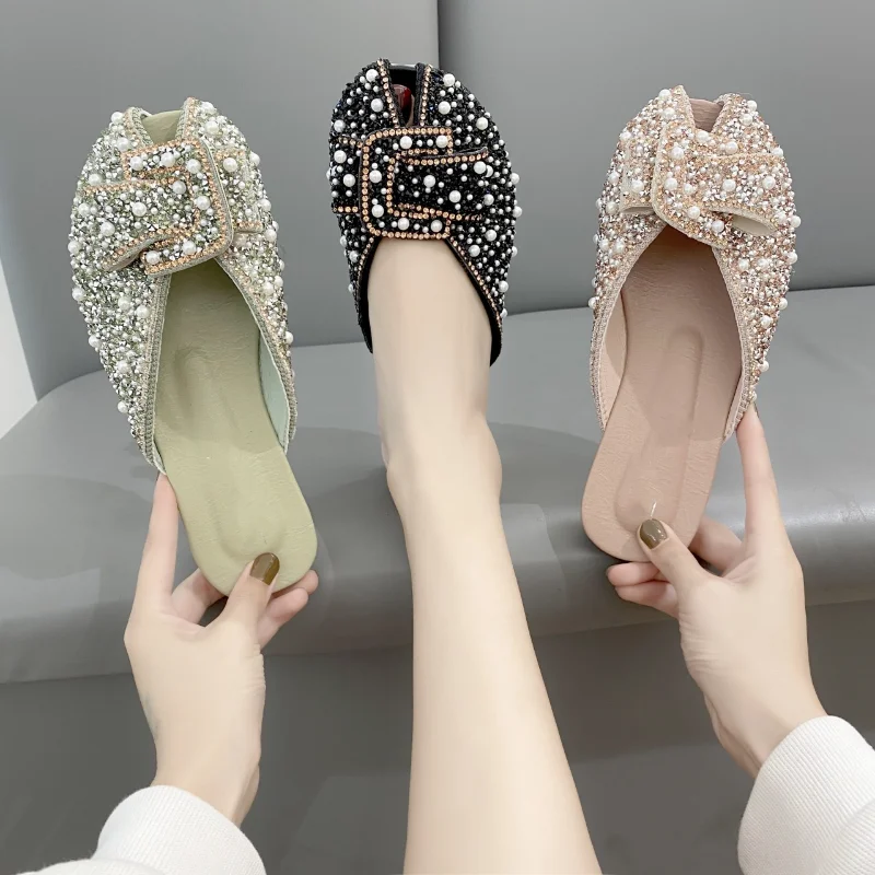 BCEBYL Summer Round Toe Pearl Rhinestone Breathable Open Toe Flat Shoes Fashion New Elegant Shallow Mouth Ladies Slippers
BCEBYL Summer Round Toe Pearl Rhinestone Breathable Open Toe Flat Shoes Fashion New Elegant Shallow Mouth Ladies Slippers