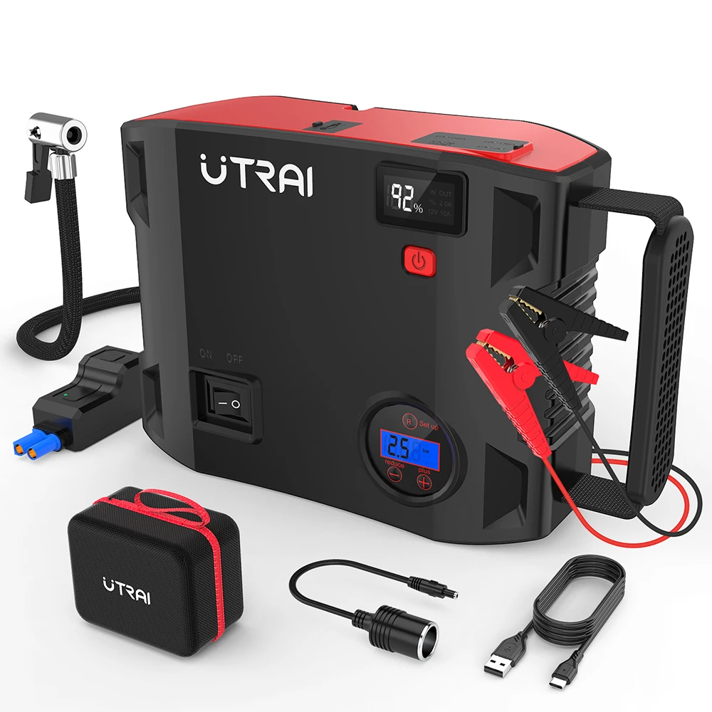 

Portable Jump Starter with Air Compressor 2000A Power Bank Tire Inflator Pump 12V Starting Device Car Booster ODM