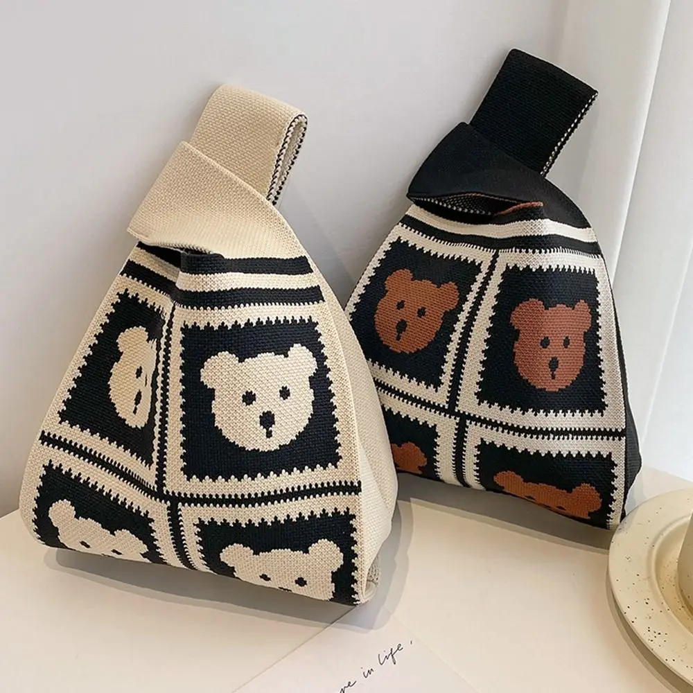 Cute Bear Panda Knit Handbag Portable Fashion Retro Knot Wrist Bag Weave Reusable Casual Shopping Bags
Cute Bear Panda Knit Handbag Portable Fashion Retro Knot Wrist Bag Weave Reusable Casual Shopping Bags