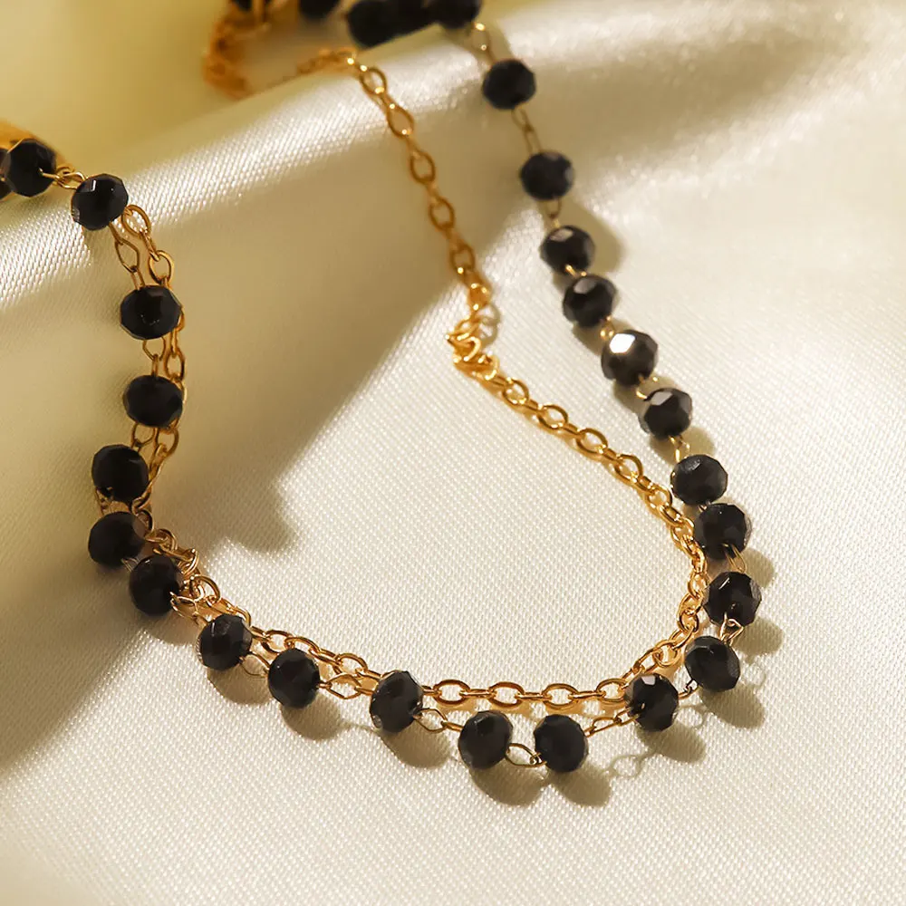 Bohemia Stainless Steel Double Layer Black Glass Sliced Necklaces Bead For Women Simple Classy Necklaces Delicate Luxury Jewelry
Bohemia Stainless Steel Double Layer Black Glass Sliced Necklaces Bead For Women Simple Classy Necklaces Delicate Luxury Jewelry