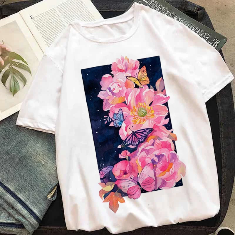 Женская футболка с коротким рукавом, с цветочным принтом
Женская футболка с коротким рукавом, с цветочным принтом