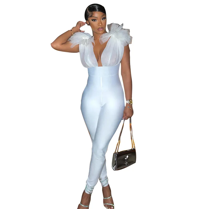 Backless See Through Mesh Bandage Rompers Womens Jumpsuit Pencil Pants Gauze Deep V Neck Bodycon Mono Mujer Sexy High Waist Club
Backless See Through Mesh Bandage Rompers Womens Jumpsuit Pencil Pants Gauze Deep V Neck Bodycon Mono Mujer Sexy High Waist Club