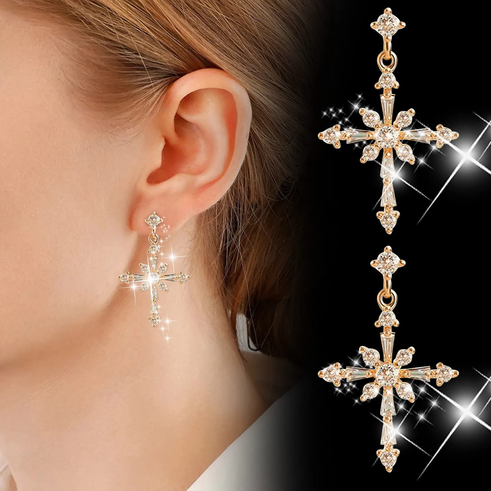 Cross Atmospheric Style Light Luxury Earrings High End Light Luxury Design Earrings Hoops for Women
Cross Atmospheric Style Light Luxury Earrings High End Light Luxury Design Earrings Hoops for Women