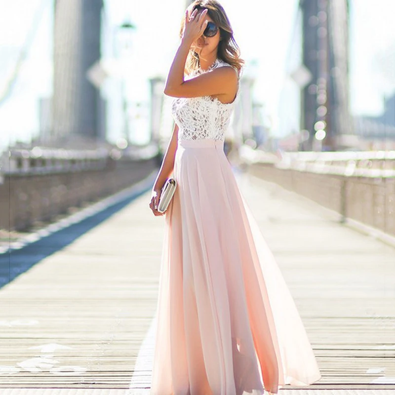 2022 Summer Woman Dress O-Neck Elegant Lace Chiffon Spliced Evening Party Vestidos Mujer Maxi Dresses Women Elegant Femme Robe
2022 Summer Woman Dress O-Neck Elegant Lace Chiffon Spliced Evening Party Vestidos Mujer Maxi Dresses Women Elegant Femme Robe