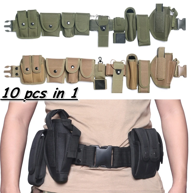 10 in 1 Set Multifunctional Tactical Duty Belts with Hunting Bags & Holster Security Military Utility Belt with Pouches
10 in 1 Set Multifunctional Tactical Duty Belts with Hunting Bags & Holster Security Military Utility Belt with Pouches