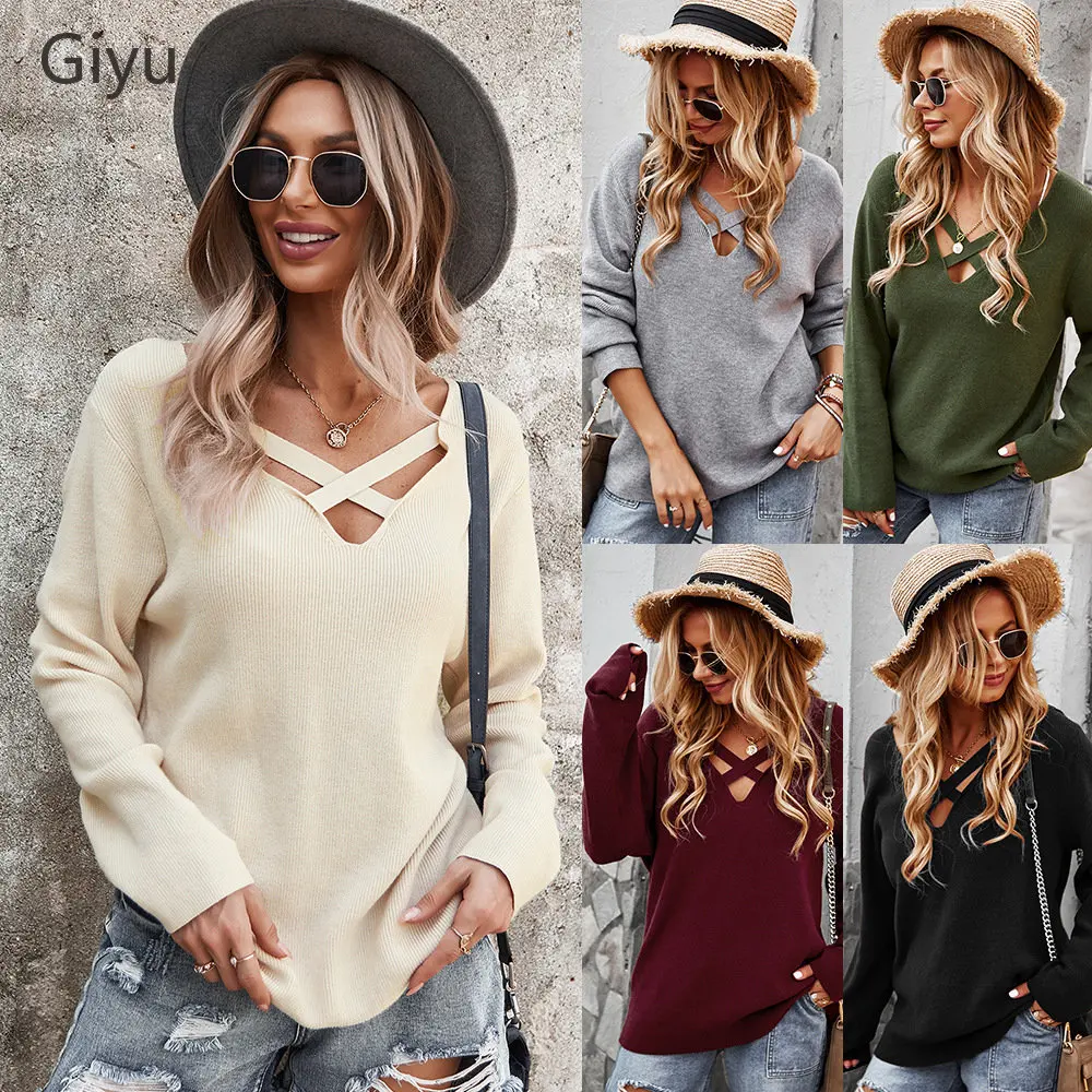 Europe and The United States New Sweater 2022 Autumn and Winter Long-sleeved V-neck Sexy Top Coat
Europe and The United States New Sweater 2022 Autumn and Winter Long-sleeved V-neck Sexy Top Coat