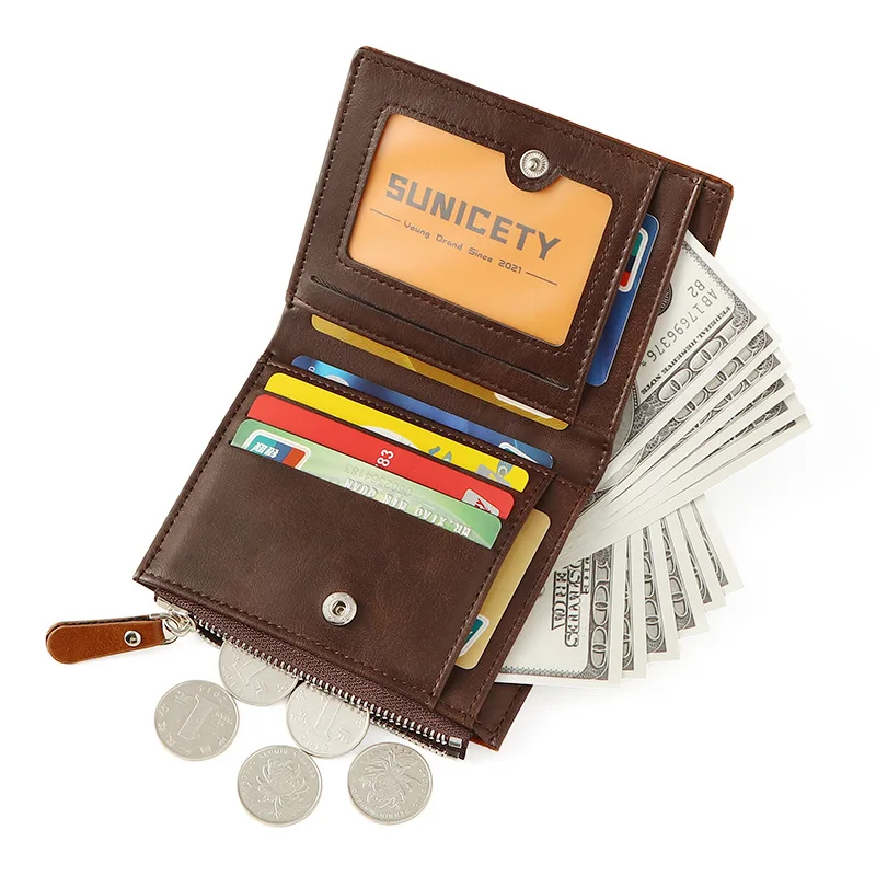 Men's Leather Wallet Zipper Small Purse Card Holder Man Wallet Leather Money Bag 2023 
Men's Leather Wallet Zipper Small Purse Card Holder Man Wallet Leather Money Bag 2023