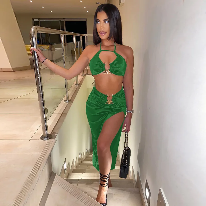 2023 Summer Fashion Sexy Maxi Skirts Suit Solid Corset Top And Slit Skirt Casual Two Piece Sets For Women‘S Clothes Vacation 
2023 Summer Fashion Sexy Maxi Skirts Suit Solid Corset Top And Slit Skirt Casual Two Piece Sets For Women‘S Clothes Vacation