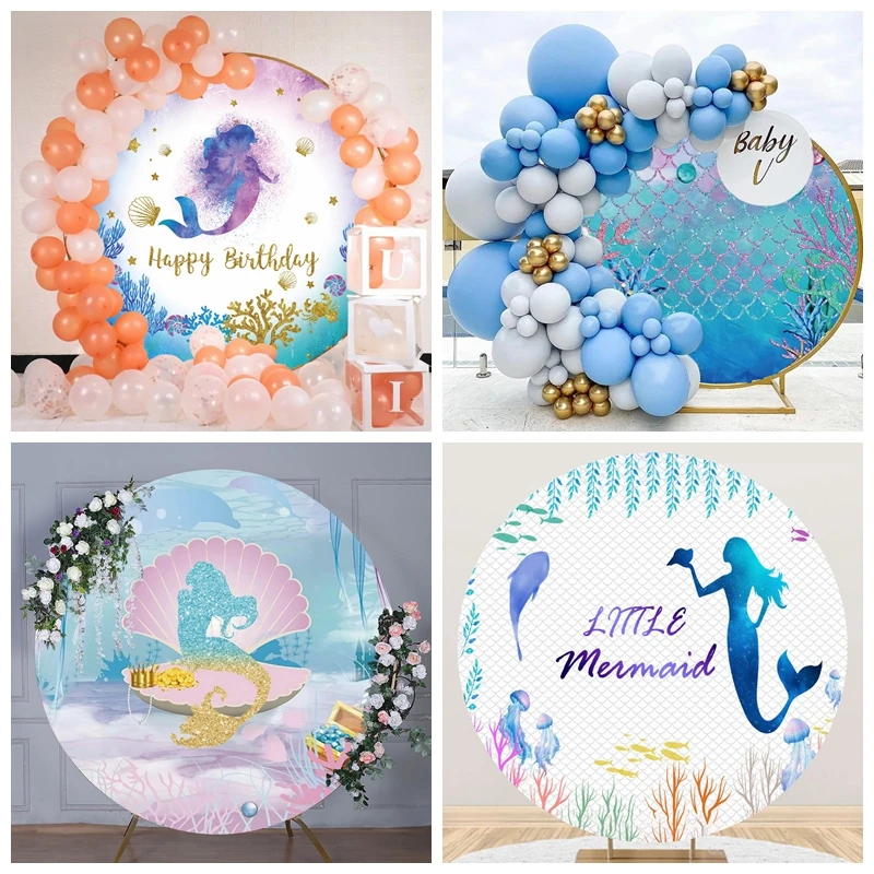 Round Mermaid Birthday Cake Smash Backdrop Under the Sea Rainbow Fish Scales Background Circle Baby Party Decorations Customized 
Round Mermaid Birthday Cake Smash Backdrop Under the Sea Rainbow Fish Scales Background Circle Baby Party Decorations Customized